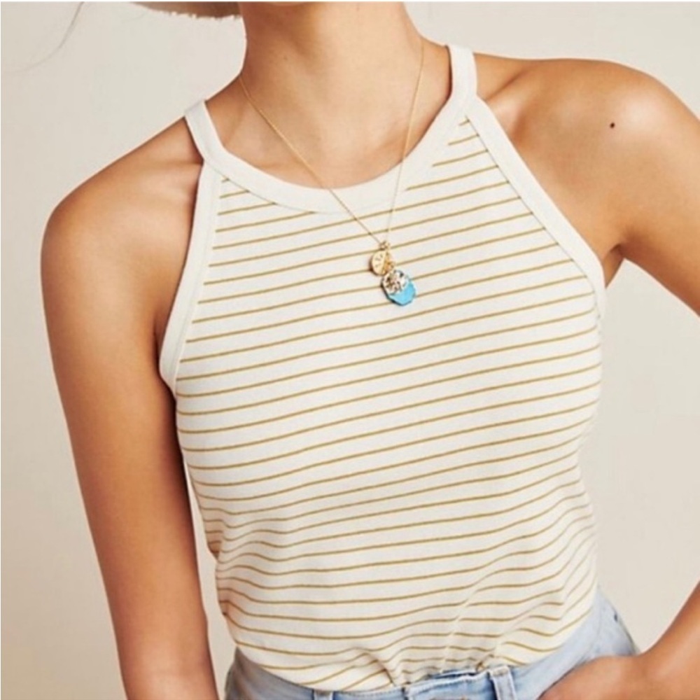 Anthropologie Conrad high neck Striped Tank Top 51939